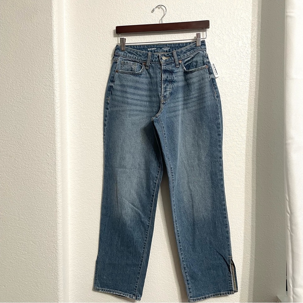 Old Navy Womens Jeans Denim Blue High Rise Curvy OG Loose Slit Ankle Size 6